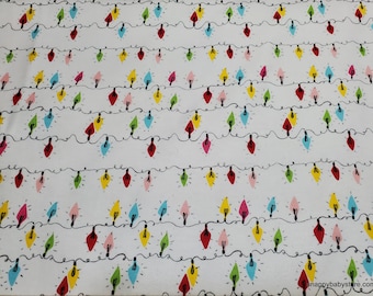 Christmas Flannel Fabric - Rainbow Christmas Lights - By the Yard - 100% Cotton Flannel