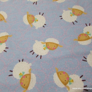 Flannel Fabric - Nursery Rhyme Blue Sheep - By the yard - 100% Cotton Flannel