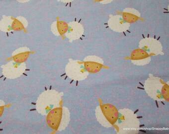 Flannel Fabric - Nursery Rhyme Blue Sheep - By the yard - 100% Cotton Flannel