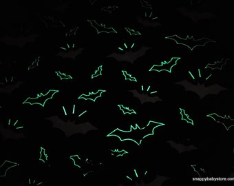 Glow in the Dark Flannel Fabric - Bats Glow in the Dark - By the yard - 100% Cotton Flannel