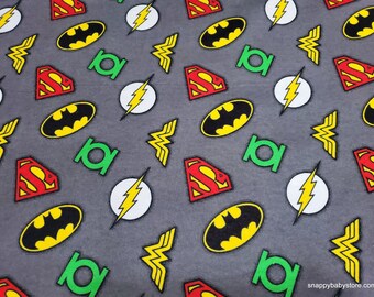 Character Flannel Fabric - DC Comics Logo - By the yard - 100% Cotton Flannel