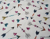 Flannel Fabric - Hearts and Arrows - By the yard - 100% Cotton Flannel