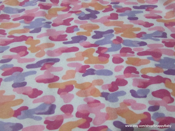 Flannel Fabric - Camo Pink Purple Apricot - By the yard - 100% Cotton Flannel