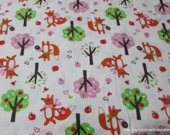 Flannel Fabric - Fox in Woods - By the yard - 100% Cotton Flannel