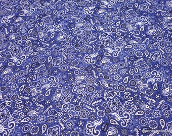 Flannel Fabric - Bandana Blue - By the Yard - 100% Cotton Flannel