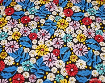 Flannel Fabric - Nostalgic Nod Packed Floral on Black - By the yard - 100% Cotton Flannel