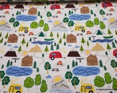 Flannel Fabric - Colorful Camping - By the Yard - 100% Cotton Flannel