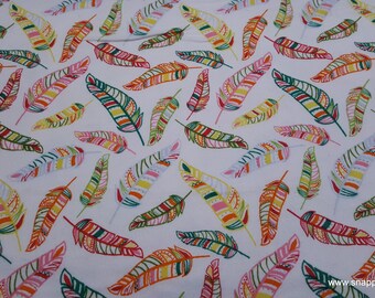 Flannel Fabric - Tropical Feathers - By the yard - 100% Cotton Flannel