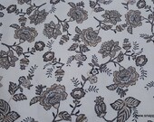Flannel Fabric - Cream Floral on White - By the yard - 100% Cotton Flannel