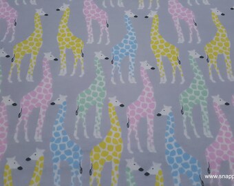 Flannel Fabric - Pastel Giraffes on Gray - By the yard - 100% Cotton Flannel