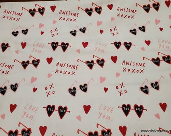 Flannel Fabric - Heart Sunglasses - By the Yard - 100% Cotton Flannel