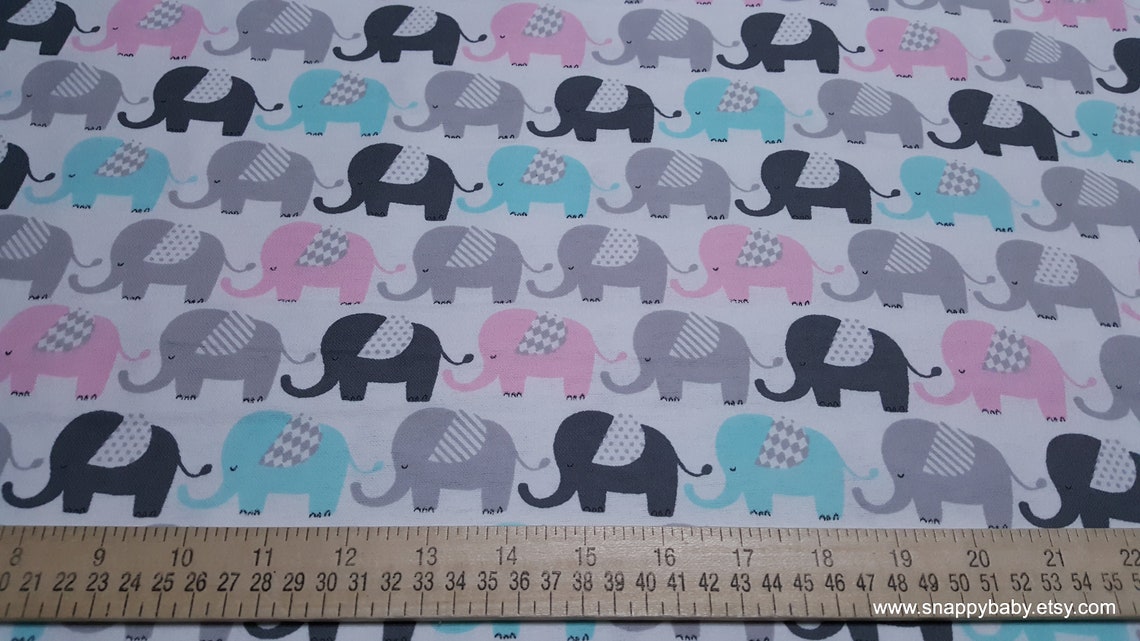 Flannel Fabric Baby Elephants Marching by the Yard 100 Etsy