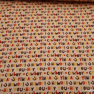 Flannel Fabric - Howdy Hey Cowboy Words - By the yard - 100% Cotton Flannel