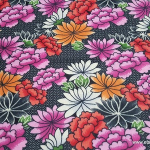 Flannel Fabric Sunset Flowers on Black By the yard 100% Cotton Flannel image 1