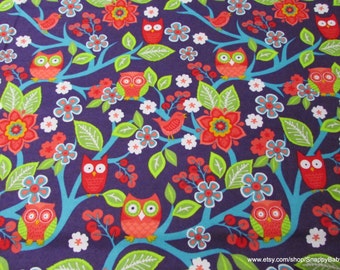 Flannel Fabric - Sweet Owl on Branches - By the yard - 100% Cotton Flannel