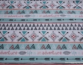 Flannel Fabric - Arrows of Adventure Stripe - By the Yard - 100% Cotton Flannel