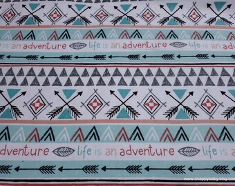 Flannel Fabric - Arrows of Adventure Stripe - By the Yard - 100% Cotton Flannel