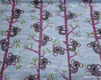 Flannel Fabric - Koalas on Tree Trunk - By the yard - 100% Cotton Flannel