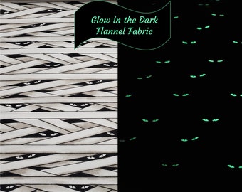 Glow in the Dark Flannel Fabric - Mummy Eyes Glow in the Dark - By the yard - 100% Cotton Flannel