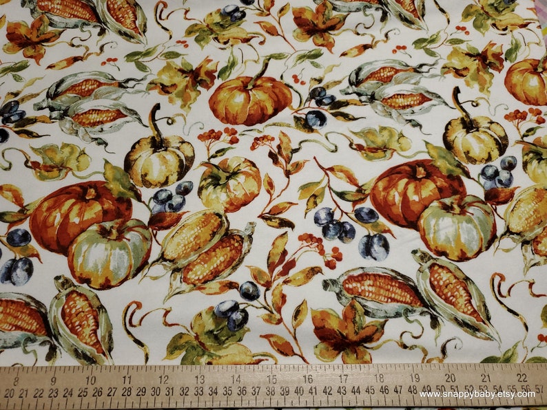 Flannel Fabric Fall Harvest Pumpkin By the yard 100% Cotton Flannel image 2