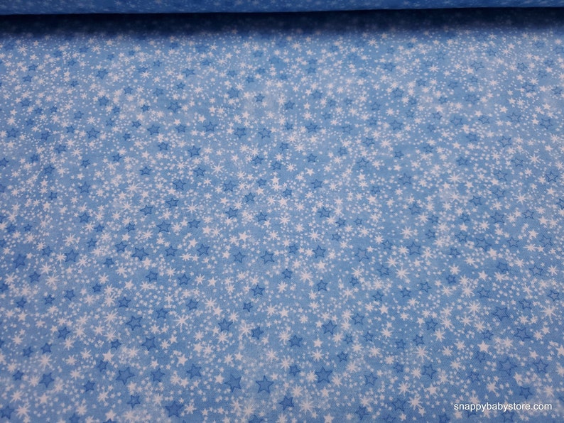 Flannel Fabric Blue Multi Stars Tonal By the yard 100% Cotton Flannel image 1