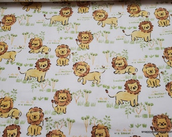 Flannel Fabric - Sweet Lions - By the yard - 100% Cotton Flannel