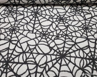 Remnant Flannel Fabric - Spider Web on Gray Speckled Background - Choose your Size - 100% Cotton Flannel
