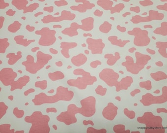 Remnant Flannel Fabric - Cow Print Pink - Choose your Size - 100% Cotton Flannel