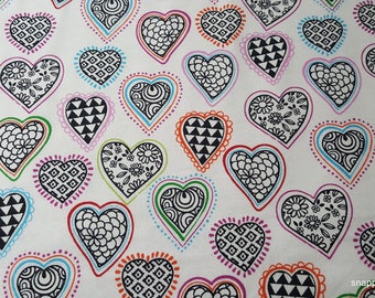 Flannel Fabric - Cut Out Hearts - By the yard - 100% Cotton Flannel