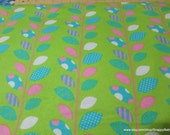 Flannel Fabric - Pink and Turquoise Leaves - By the yard - 100% Cotton Flannel