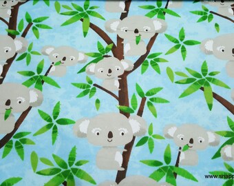 Flannel Fabric - Koala Party - By the yard - 100% Cotton Flannel