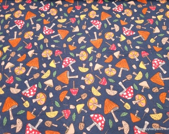 Premium Flannel Fabric - Shroomates Navy Premium - By the yard - 100% Cotton Flannel