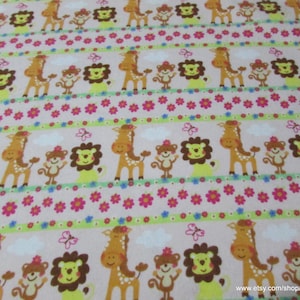 Flannel Fabric Jungle Animal Stripe By the yard 100% Cotton Flannel image 1