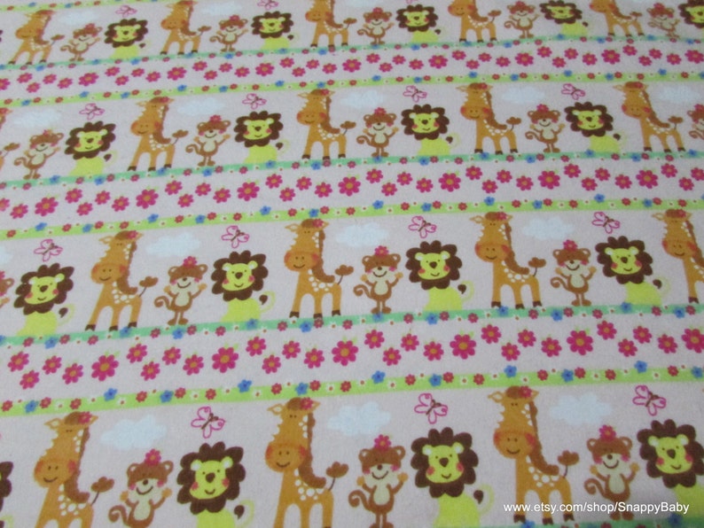 Flannel Fabric Jungle Animal Stripe By the yard 100% Cotton Flannel image 1