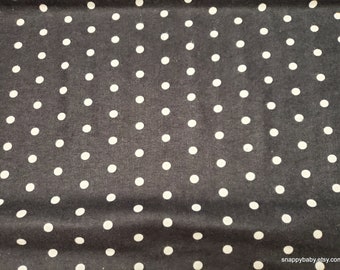 Flannel Fabric - White Dots on Black - By the Yard - 100% Cotton Flannel
