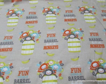 Flannel Fabric - More Fun Than a Barrel Full of Monkeys - By the yard - 100% Cotton Flannel