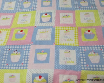 Flannel Fabric - Cupcake Muffin Blocks - By the yard - 100% Cotton Flannel