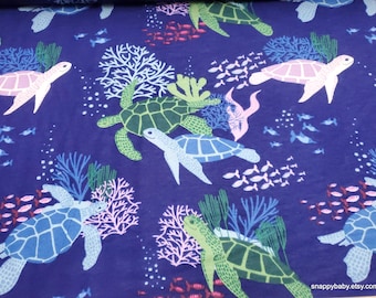 Remnant Flannel Fabric - Watercolor Turtles - Choose your Size - 100% Cotton Flannel