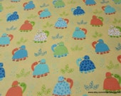 Flannel Fabric - Turtles on Yellow Premium Flannel - By the yard - 100% Cotton Flannel