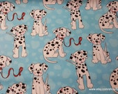 Flannel Fabric - Dalmatians on Blue - By the yard - 100% Cotton Flannel