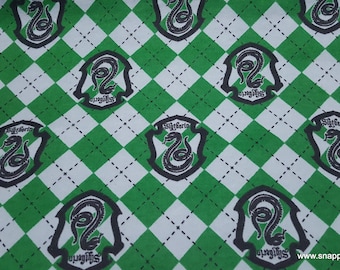 Character Flannel Fabric - Harry Potter Argyle and Slytherin - By the yard - 100% Cotton Flannel