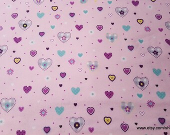 Flannel Fabric - Eloise Hearts - By the yard - 100% Cotton Flannel