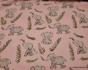 Flannel Fabric - Sweet Elephants on Pink - By the yard - 100% Cotton Flannel
