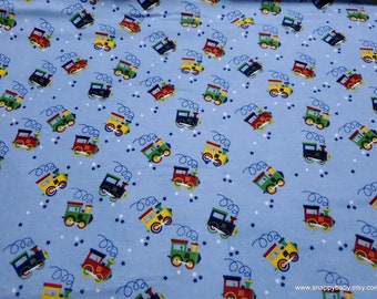 Flannel Fabric - Choo Choo Train - By the yard - 100% Cotton Flannel