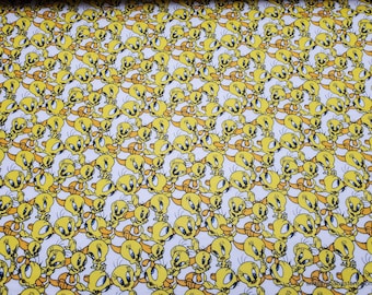 Character Flannel Fabric - Tweety Looney Tunes - By the yard - 100% Cotton Flannel