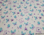 Flannel Fabric - You Are Loved Butterfly - By the yard - 100% Cotton Flannel