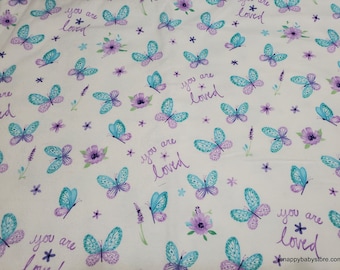 Flannel Fabric - You Are Loved Butterfly - By the yard - 100% Cotton Flannel