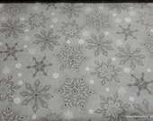 Christmas Flannel Fabric - Gray Snowflakes on Gray - By the yard - 100% Cotton Flannel