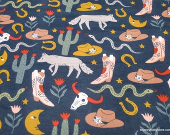 Flannel Fabric - Tossed Western Icons - By the yard - 100% Cotton Flannel