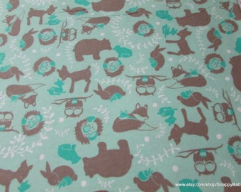 Flannel Fabric - Forest Toile Aqua - By the yard - 100% Cotton Flannel